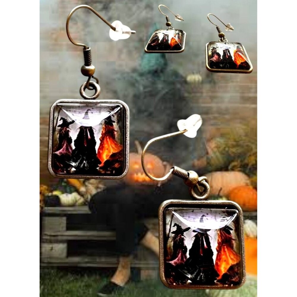 Macbeth Three Witches Earrings Halloween Supernatural Power Dark Force Literatur